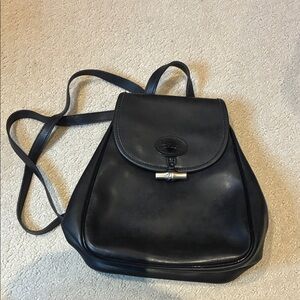 Longchamp Chic Black Leather Backpack👝